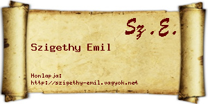 Szigethy Emil névjegykártya